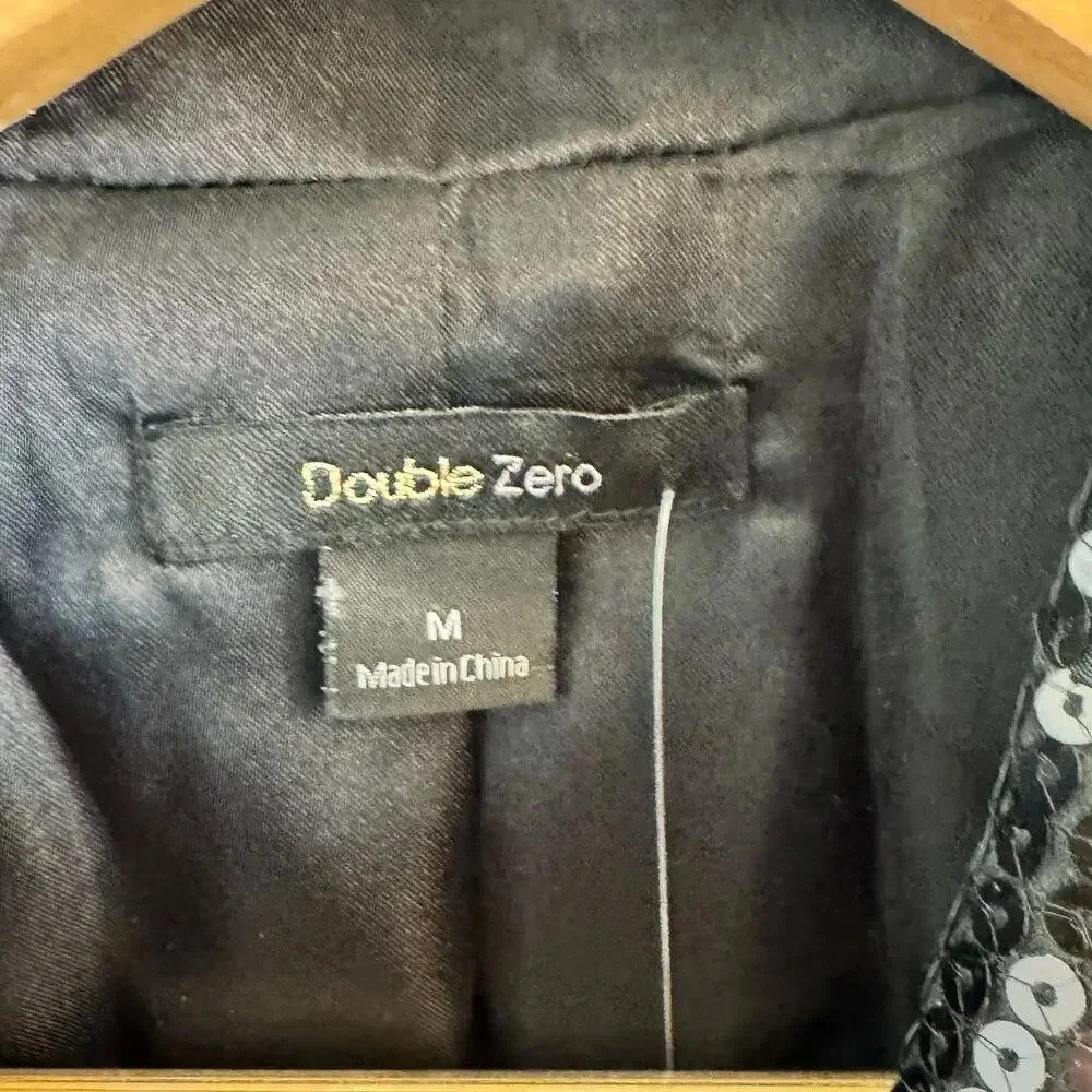 Double Zero Black Sequin Blazer One‎ Button Front… - image 4